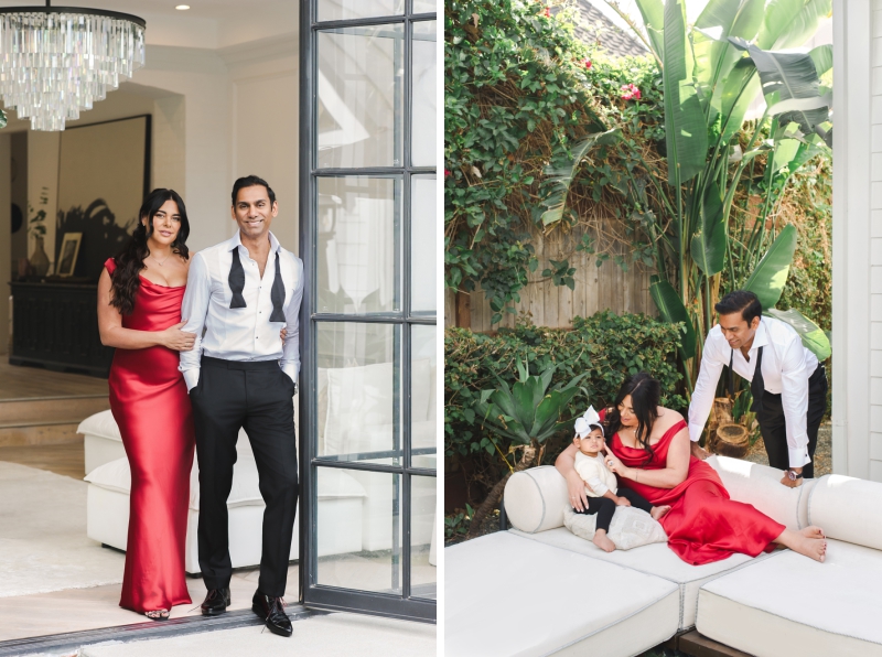 Power couple Roxy Earle and Dr. Arnold Maheesan at their Beverly Hills home—brand portraits captured by Vicki Bartel for Ana fertility app press coverage.
